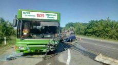 Под Харьковом пикап столкнулся с рейсовым автобусом, водитель авто погиб (фото)