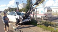 На Гагарина Volkswagen сбил светофор и дорожный знак (фото)