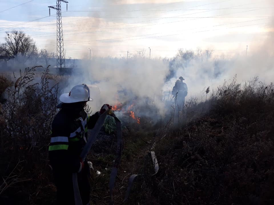 В Харькове горел гектар сухостоя (фото)