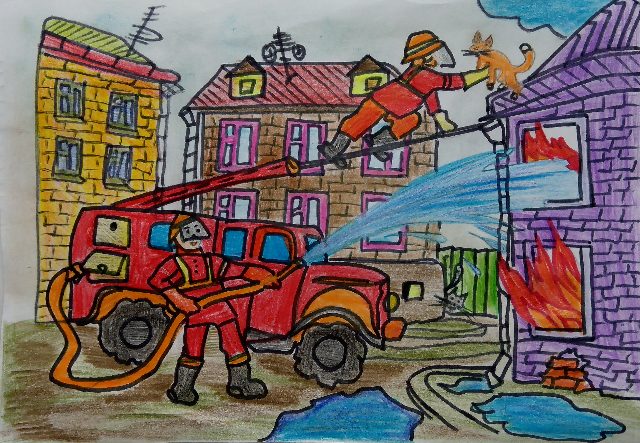 Рисунок тушение пожара