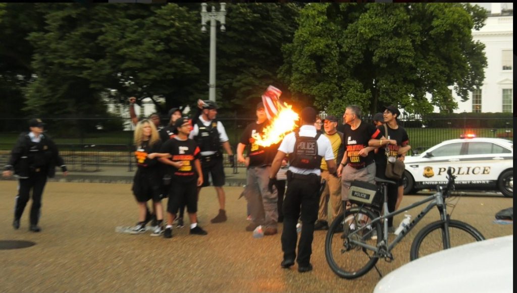 Independence Day in the USA: сommunists throw burning American flag in front of the White House (video)