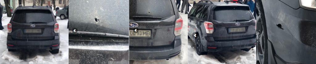 ДБР оприлюднило фото розстріляної машини з нічного інциденту в Харкові