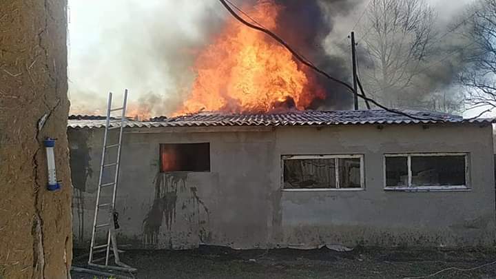 Под Харьковом сгорел жилой дом (фото)