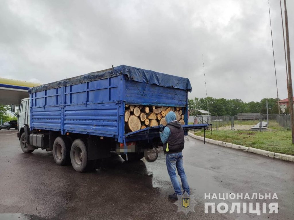 Под Харьковом полицейские остановили КАМАЗ с древесиной (фото)