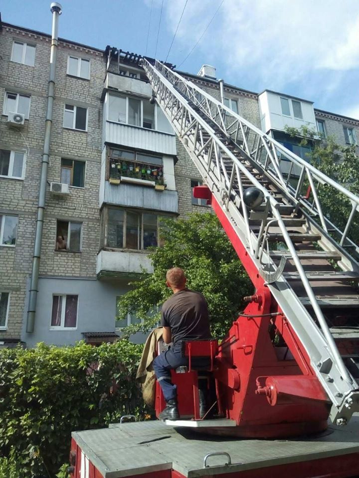 Спасатели в Харькове сняли воющего пса с балкона (фото)