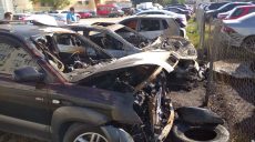На одной из парковок Харькова горели семь автомобилей (фото)