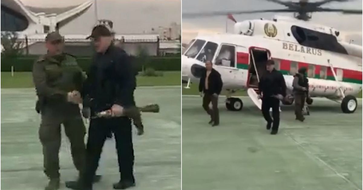 Александр Лукашенко прилетел в свою резиденцию с автоматом (видео)