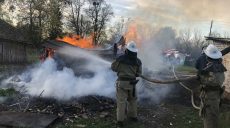 В частном домовладении сгорел сарай с дровами (фото)