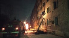 Жильцов многоэтажки эвакуировали из окон горящего дома по лестнице (фото)