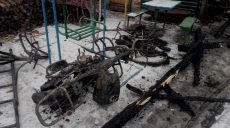 Житель Харьковщины из-за пожара остался без гаража и мотоцикла (фото)