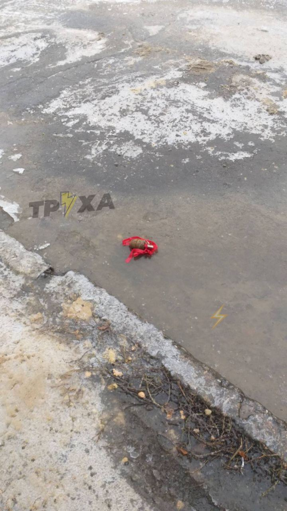 В харьковском дворе оставили гранату с красным бантом (фото)