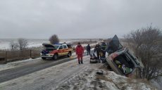 На трассе перевернулся Hyundai. Водителя пришлось деблокировать (фото)