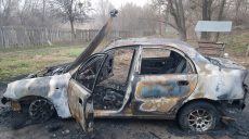 На Харьковщине сгорел автомобиль, припаркованный на ночь возле дороги (фото)