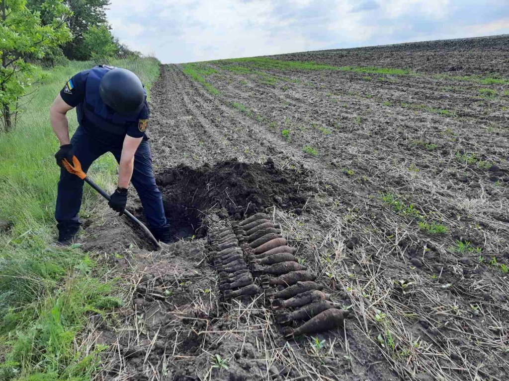 На Харьковщине в поле нашли 30 минометных мин (фото)