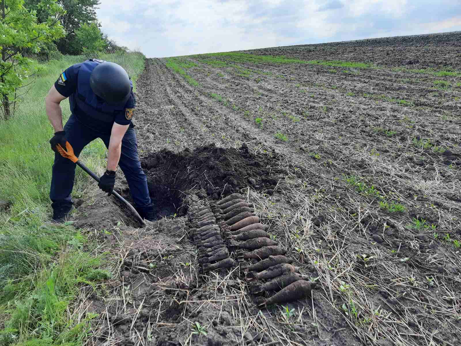 На Харьковщине в поле нашли 30 минометных мин (фото)