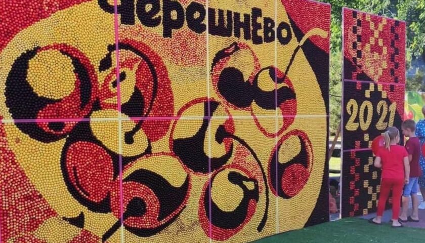 В Мелитополе в рамках фестиваля создали картину из черешен разного цвета