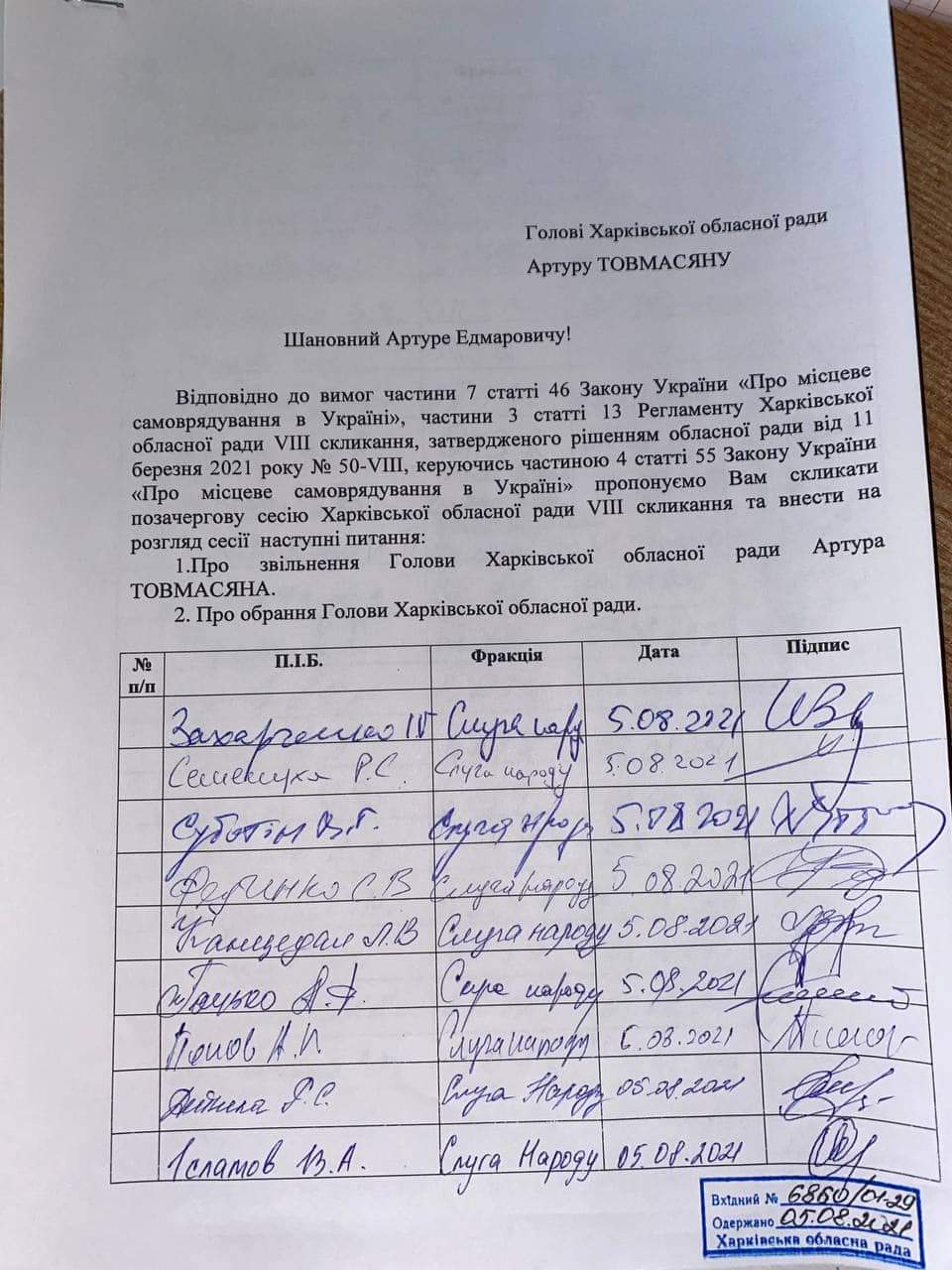 Больше половины депутатов Харьковского облсовета требуют внеочередную сессию