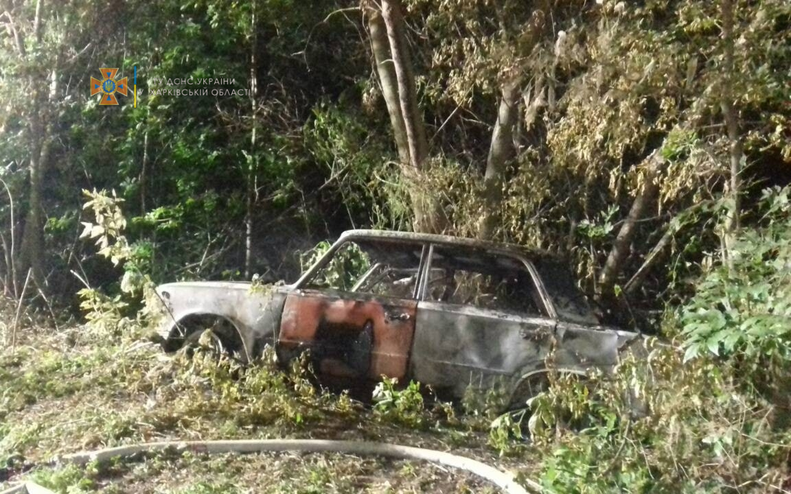 На Харьковщине в сгоревшем авто обнаружили тело человека (фото)