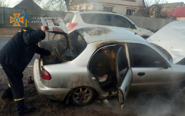 Под Харьковом во время движения загорелся автомобиль (видео, фото)