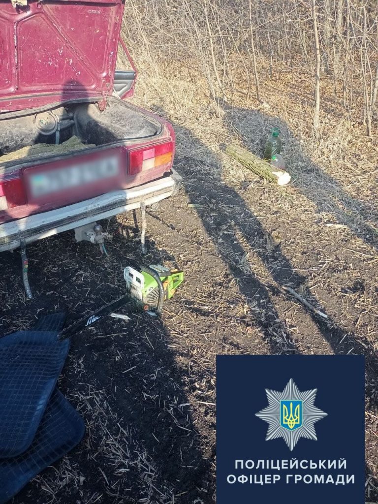 В Харьковской области полицейские офицеры громад поймали нелегальных лесорубов 