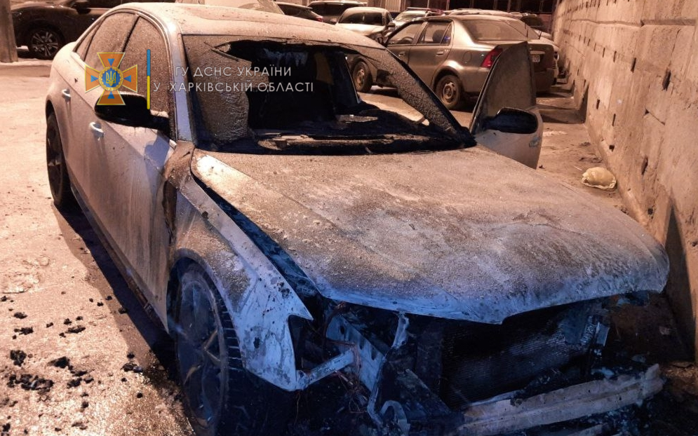 Харьковские спасатели потушили пожар в Audi (фото)