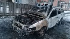 Под Харьковом сгорела легковушка (фото)