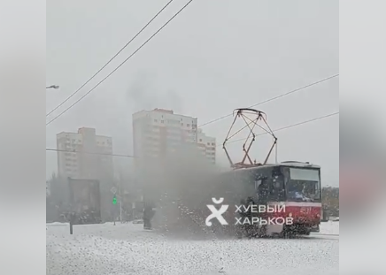 В Харькове дымился трамвай (видео)