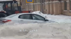 В Харькове коммунальщики «забаррикадировали» снегом автомобиль (видео)