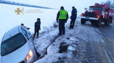 На Харьковщине легковушка с четырьмя людьми слетела с трассы (фото)