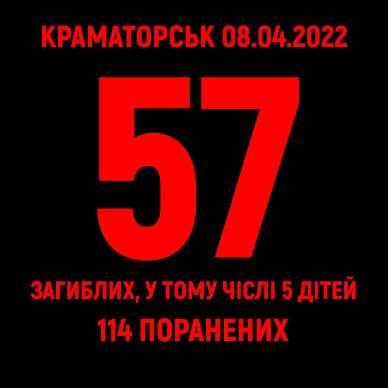 В результате удара по вокзалу Краматорска погибли 57 человек, 114 ранены