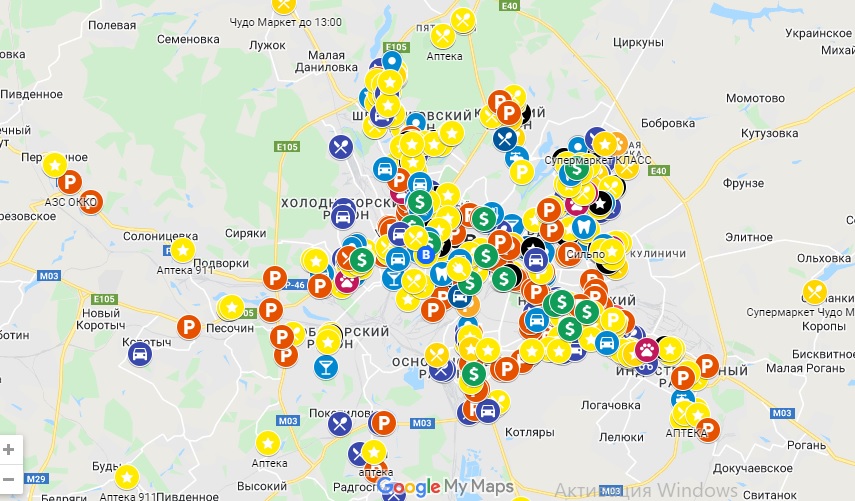 В Харькове создали гугл-карту с актуальной информацией о работе более 40 торговых сетей города
