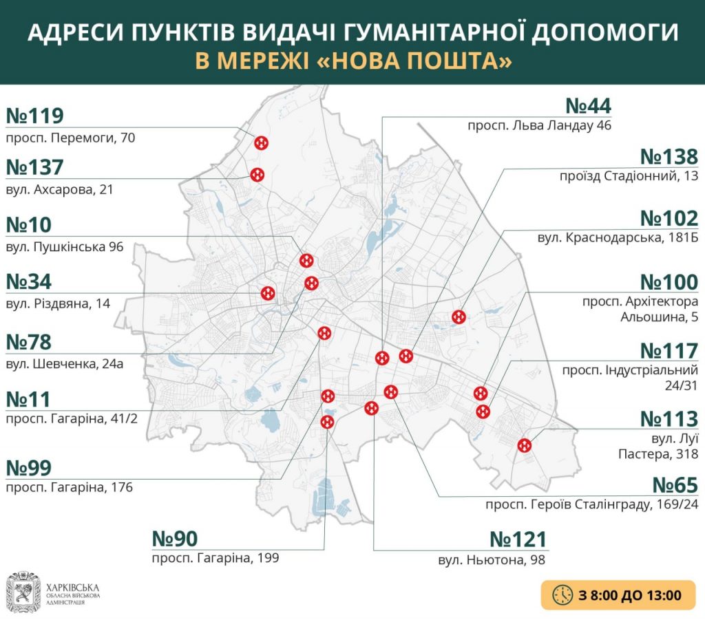 В Харькове обновили адреса пунктов выдачи «гуманитарки» (карты)