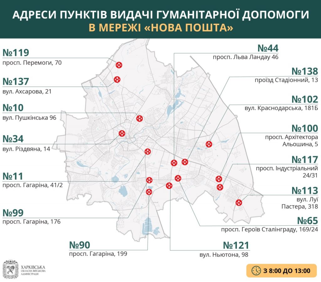 17 апреля в Харькове «гуманитарку» выдают только в отделениях «Новой почты»