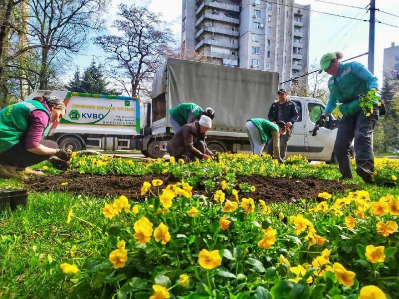 В Харькове продолжают высаживать цветы и убирать улицы от мусора (фото)