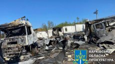 Обстрел Богодухова: повреждены 9 автомобилей, сгорели 4 грузовика (фото)