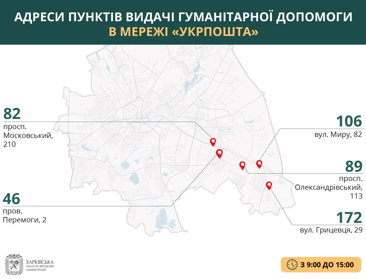 Где получить гуманитарную помощь в Харькове 10 мая (карты)