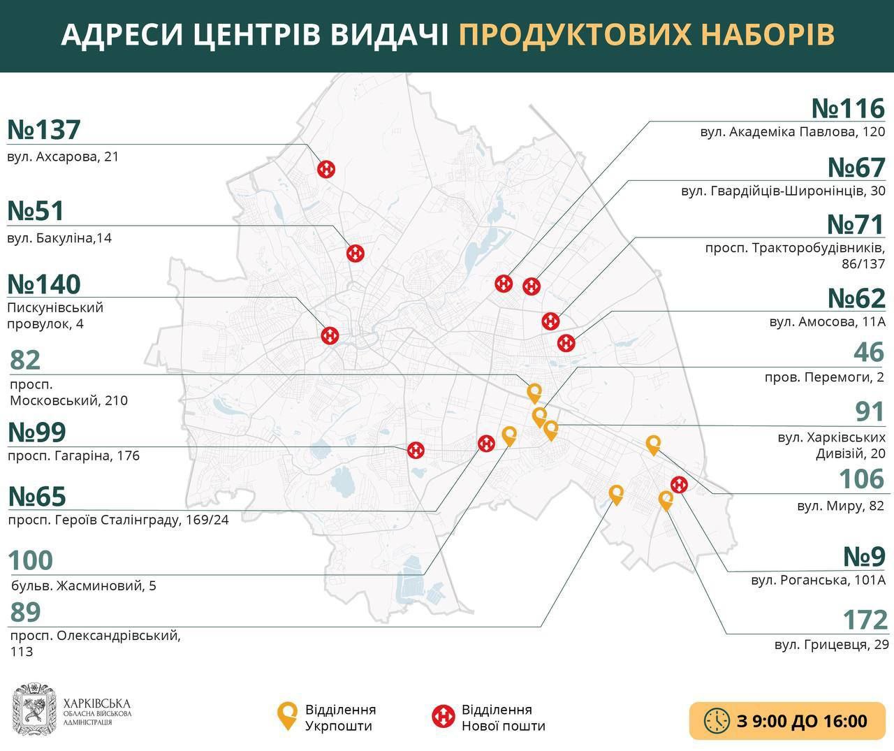 Где получить гуманитарную помощь в Харькове 14 мая (карта)