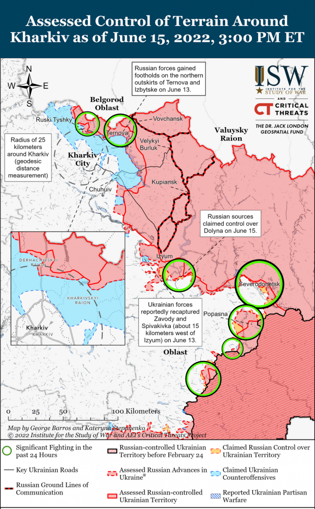 Российские войска продолжали обстреливать населенные пункты вокруг Харькова — ISW