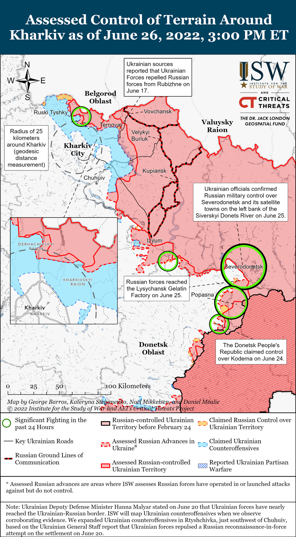 Оккупанты безуспешно атакуют ВСУ вдоль всей линии фронта к северу от Харькова — ISW