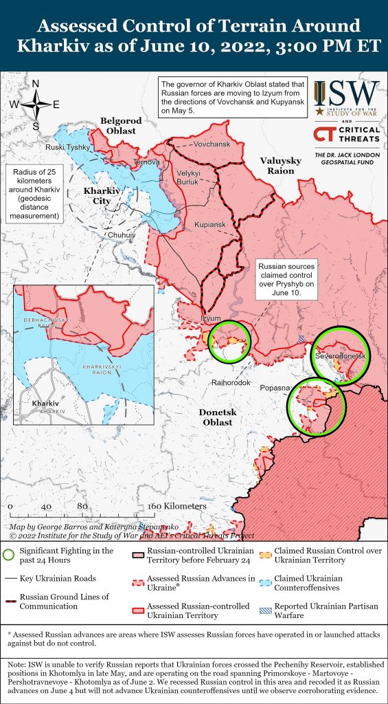 БТГ России в Харьковской области понесли большие потери и могут состоять из остатков других частей – ISW