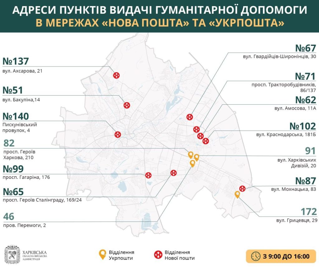 Де в Харкові отримати гуманітарну допомогу 20 липня (мапа)