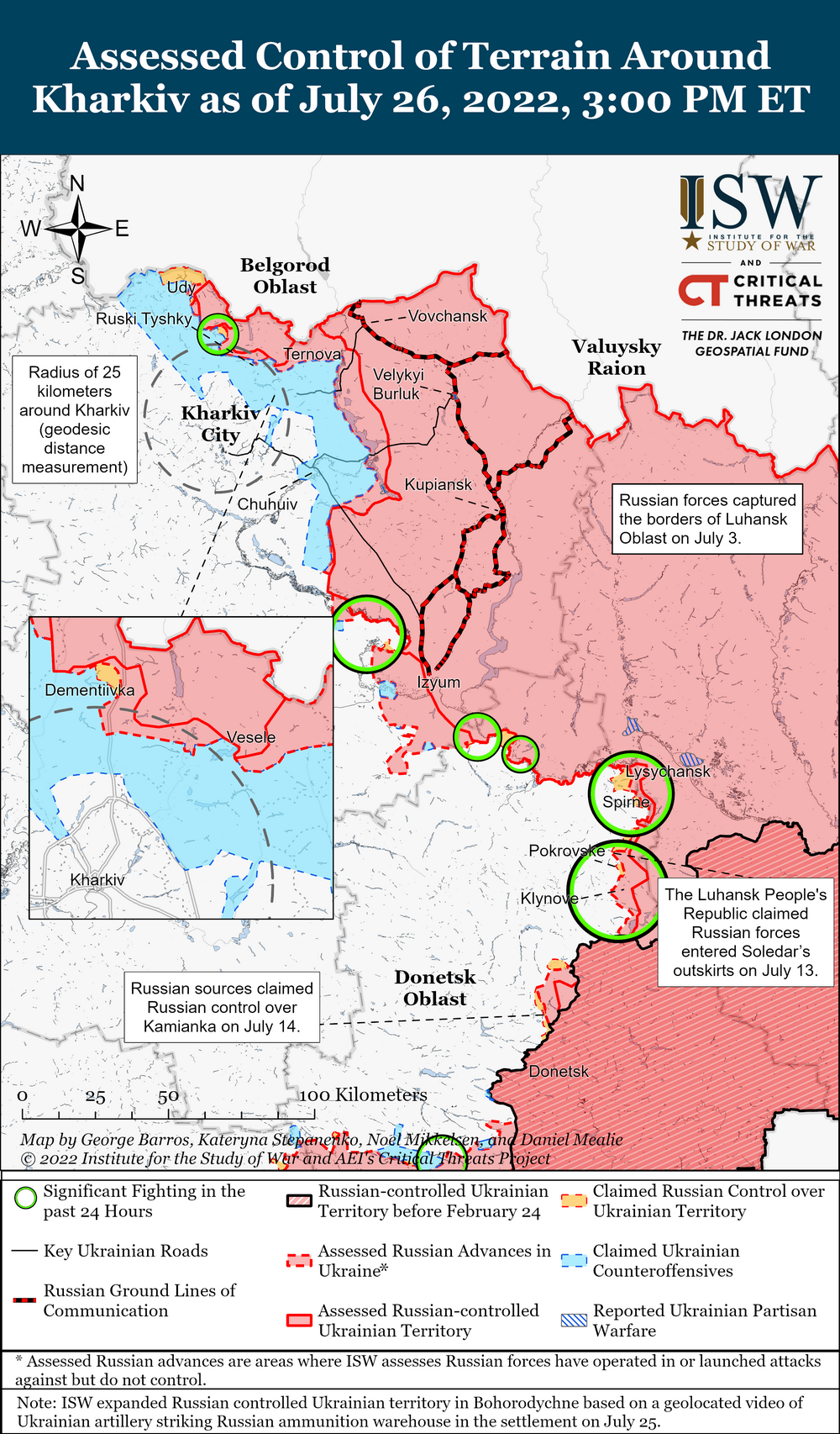 На севере Харьковщины россияне сосредоточились на обороне и продолжают обстреливать населенные пункты — ISW