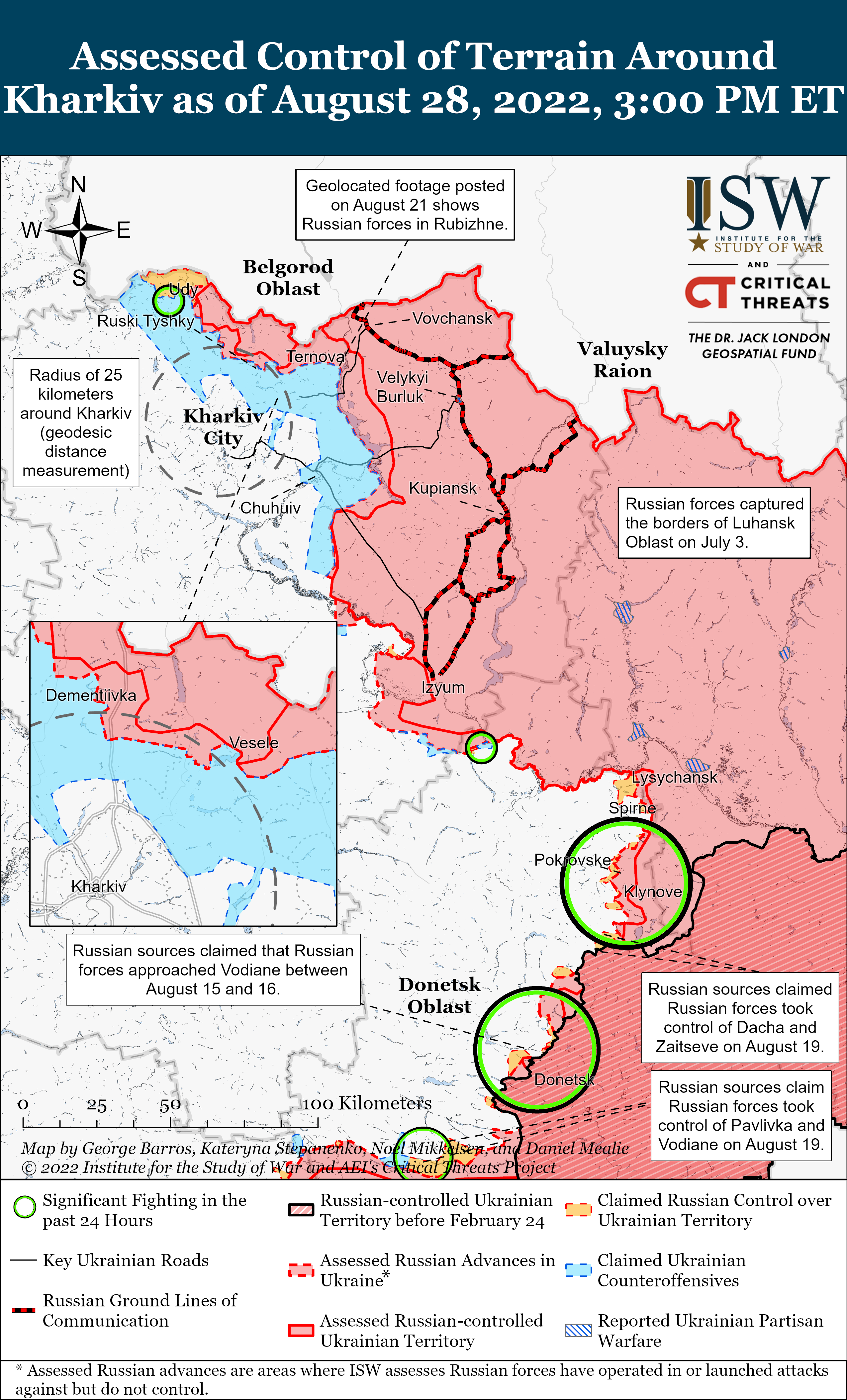 Российские войска пытались пробить оборону ВСУ на севере и на юге Харьковщины — ISW