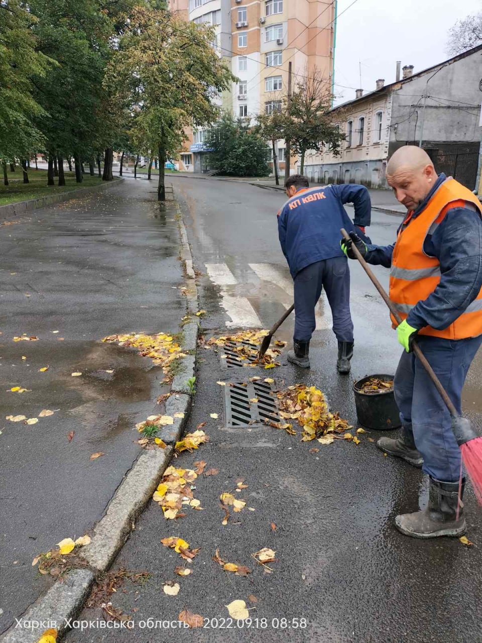 Харьковские коммунальщики очищают ливневки от мусора и листьев