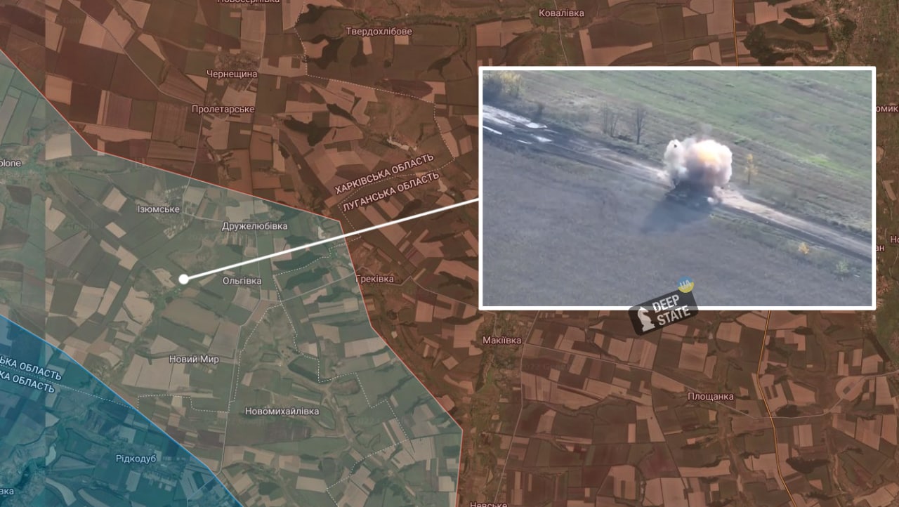 Уничтожение танка в районе Ольговки в Харьковской области