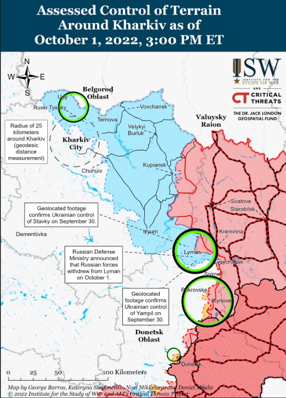 Путін відмовився від оборони Куп’янська та Лимана на користь півдня – ISW