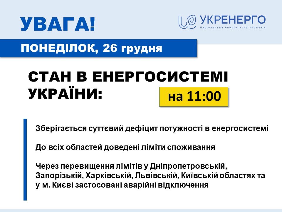 На Харківщині запроваджують аварійні відключення електрики – Укренерго