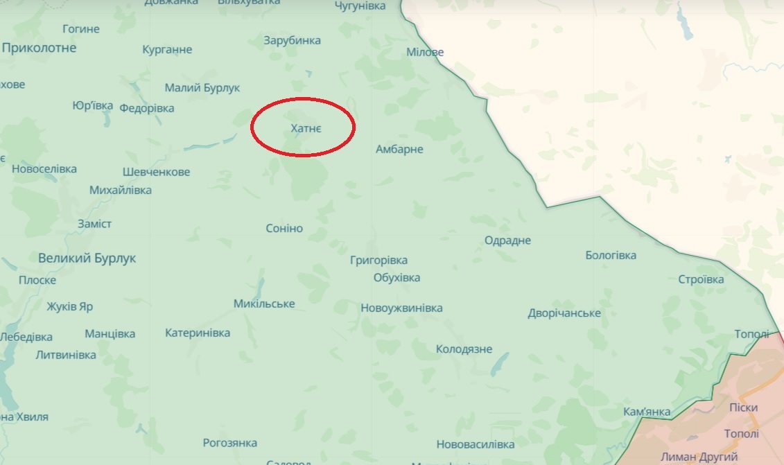 Хатнее в Харьковской области на карте DeepState