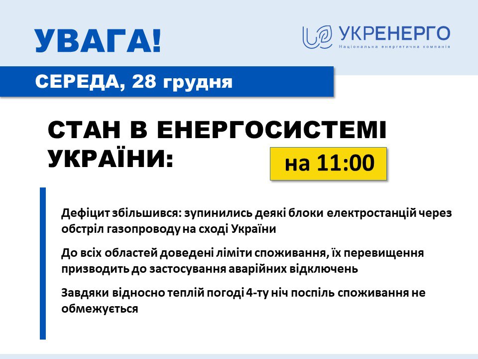 Через обстріл на сході в Україні зріс дефіцит електроенергії – Укренерго