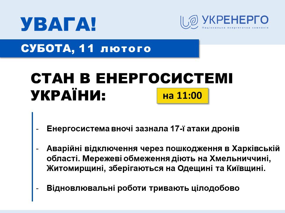 Укрэнерго: Сегодня в Харькове – аварийные отключения